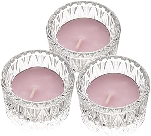 Trio de porta-velas pequenos em vidro transparente com textura bico de abacaxi, da marca LYOR.